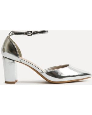 Linzi Leona Closed Back Court Block Heels - Metallic