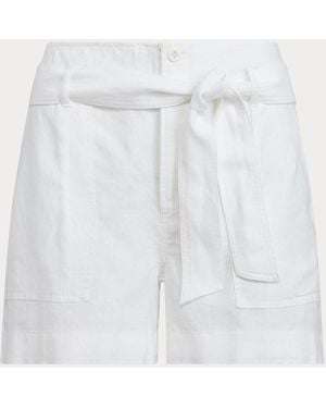 Ralph Lauren Daviana Linen Belted Shorts - White