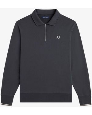 Fred Perry Quarter Zip Sweatshirt - Blue