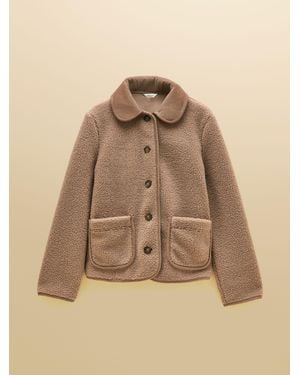 Joules Sadie Mink Button Through Fleece Jacket - Natural