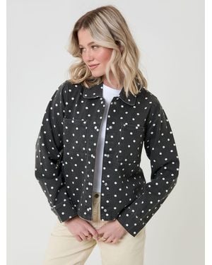 Threadbare Polka Dot Co-Ord Denim Shacket - Grey