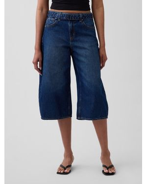 Gap Hohe Taille Denim-Shorts Mit Gürtel - Blau