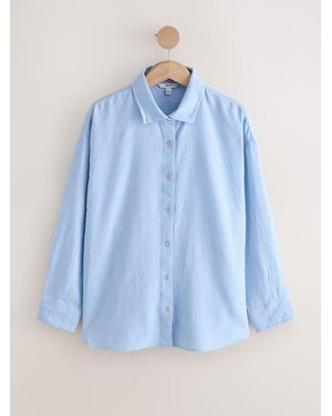 Next Linen Blend Long Sleeve Shirt - Blue