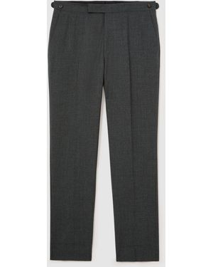Reiss Charcoal Bold Classic Fit Wool Side-Adjuster Suit Pants - Gray
