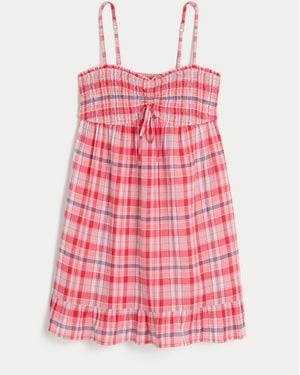 Hollister Smocked Bodice Mini Dress - Pink