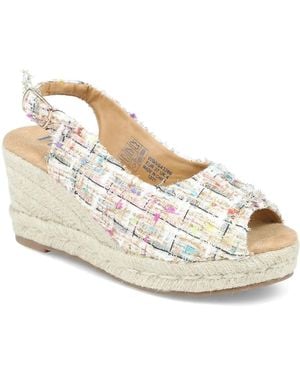 Pavers Peep Toe Wedged Slingback Espadrilles Sandals - Natural