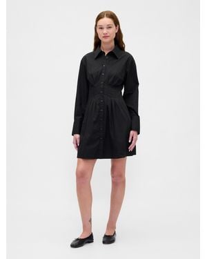 Gap Pleated Mini Shirtdress - Schwarz