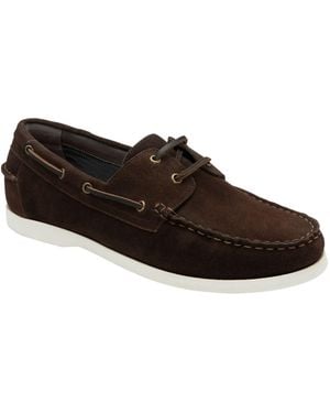 Frank Wright Leather Slip-On Boat Shoes - Brown