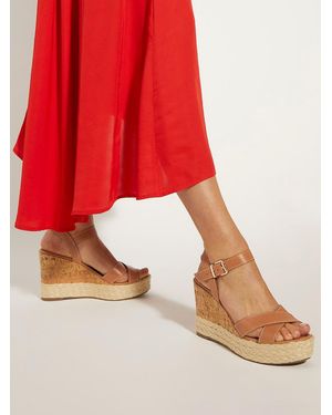 Dune Leather Kindest Cross Strap Wedge Sandals - Red
