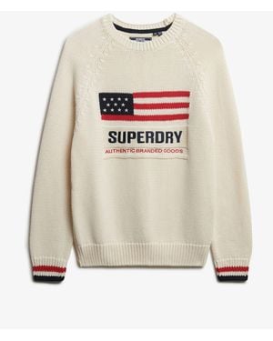 Superdry Americana Crew Knit Sweater - White
