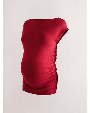 Next Maternity Supersoft Ruched Side Top - Red