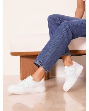 Lipsy Wide Fit Chunky Canvas Lace Up Sports Sneakers - Blue