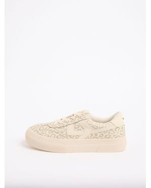 Lipsy Neutral Standard Fit Chunky Canvas Lace Up Sports Trainers - Natural
