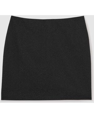Reiss Atelier Embellished Mini Skirt - Black