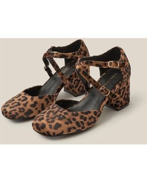 Monsoon Gia Leopard Print Mary Jane Heels - Natural