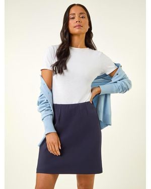 Roman Petite Ponte Stretch Pencil Skirt - Blue