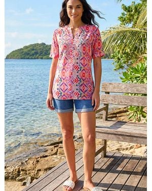 Roman Watercolor Print Embellished Top - Purple