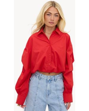 Loavies Let Spring Begin Cropped Balloon Shirt - Red