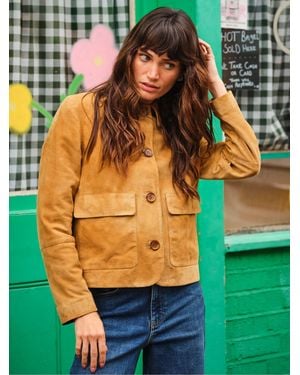 FatFace Fatface Eliza Stone Suede Jacket - Green