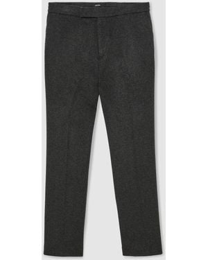 Reiss Charcoal Found Wool-Blend Flannel Tailored-Fit Suit Pants - Gray