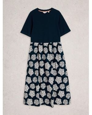 White Stuff Shay Jersey Mix Dress - Blue