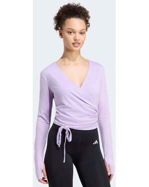 adidas 3-Stripes Studio Ballet Wrap Top - White