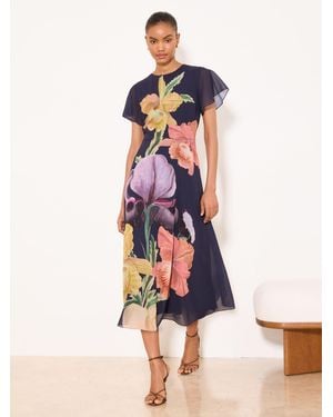 Lipsy X Mandy Sade Floral Print Fit And Flare Midi Dress - White