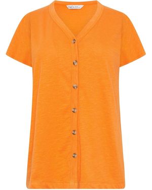 M Com Button Frill Sleeve Blouse - Orange
