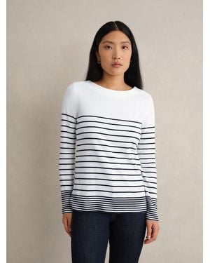 Hobbs Constance Cotton Striped Top - White