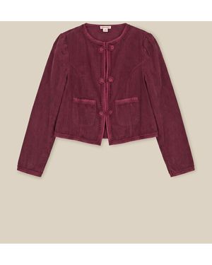Monsoon Fay Flower Button Corduroy Jacket - Red