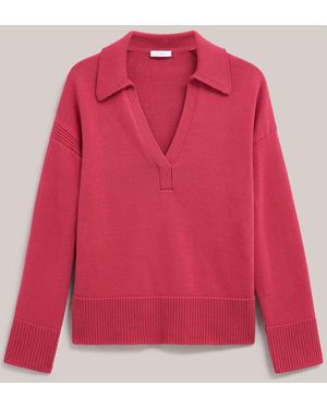 Hobbs Soft Berry Jamie Polo Cotton Sweater - Pink