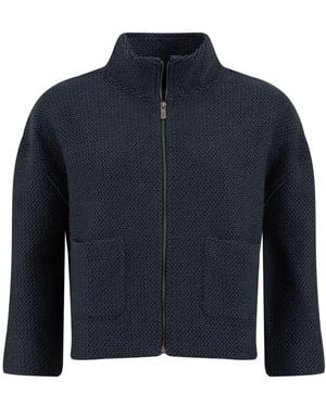 Weird Fish Emily Full Zip Cropped Macaroni Jacket - Blue