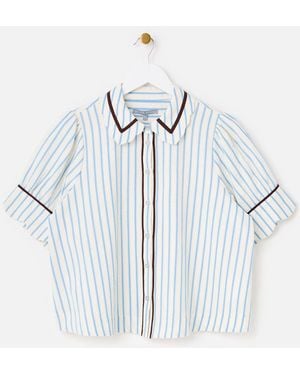 Oliver Bonas Striped Scalloped Collar Shirt - Blue