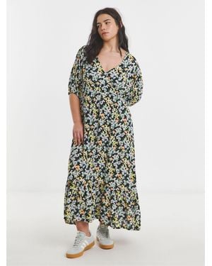 Simply Be Crinkle Wrap Midi Dress - White