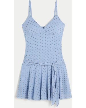 Hollister Mesh Ruched Dress - Blue