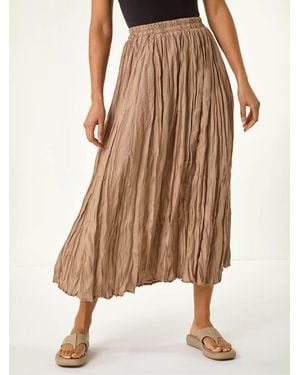 Roman Crinkle Textured Skirt - Brown