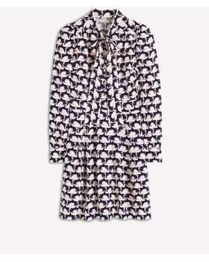 Boden Tie Neck Short Dress - White