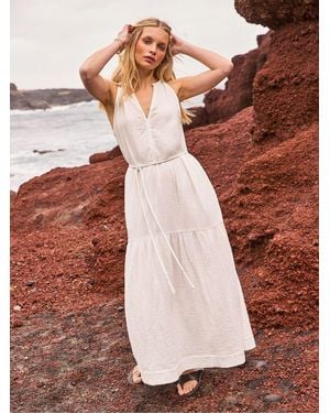 Ro & Zo Ivory Petite Cheesecloth Rope Belt Dress - Red