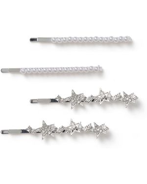 Aela Sparkle Star Hair Slides - White