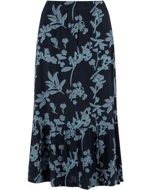 Weird Fish Minnerve Tiered Printed Midi Skirt - Blue