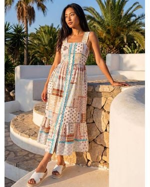 Roman Petite Ric Rac Strappy Midi Dress - White