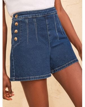 Love & Roses Denim Sailor Shorts - Blue