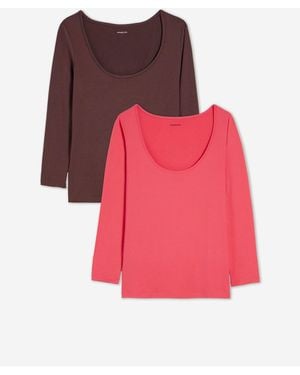 Simply Be Scoop Neck Tops 2 Pack - Red