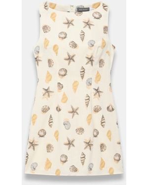 Mint Velvet Cotton Shell Print Mini Dress - Natural