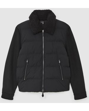 Reiss Wool-Sleeve Quilted Puffer Jacket - Black