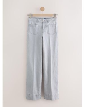 Next Light Patch Pocket Wide Leg Jeans - White