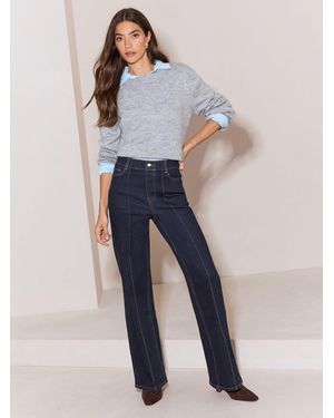 Lipsy Rinse Wash Pull On Mid Rise Wide Leg Jeans - Blue