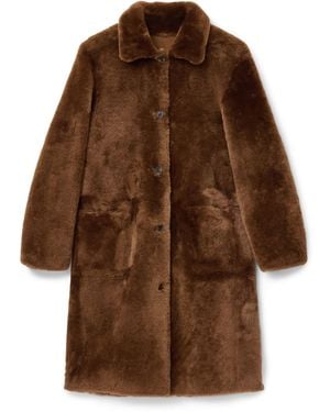 AllSaints Serra Shearling Coat - Brown