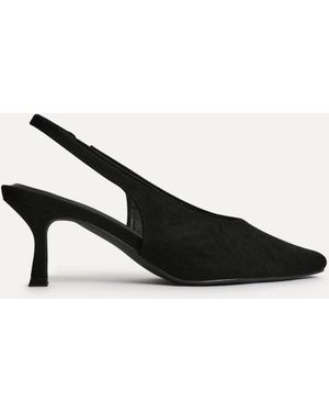 Linzi Method Square Toe Slingback Court Heels - Schwarz
