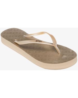 Roxy Viva Higher Wedge Logo Flip Flops - Natural